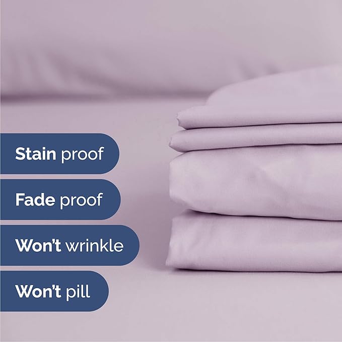 Cal King 6 Piece Sheet Set - Cooling & Breathable - Hotel Luxury Bedding, Includes Fitted Sheet for Women, Men, Kids & Teens - 1 Flat, 1 Fitted Sheet, 4 Pillowcases w/Deep Pockets - Light Lavender