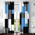 Light Blue 100% Blackout Curtains for Bedroom 96 inch Length 2 Panels Set White Grey Modern Abstract Geometric Black Out Curtains Insulated Room Darkening Window Drapes for Living Room, 52Wx96L