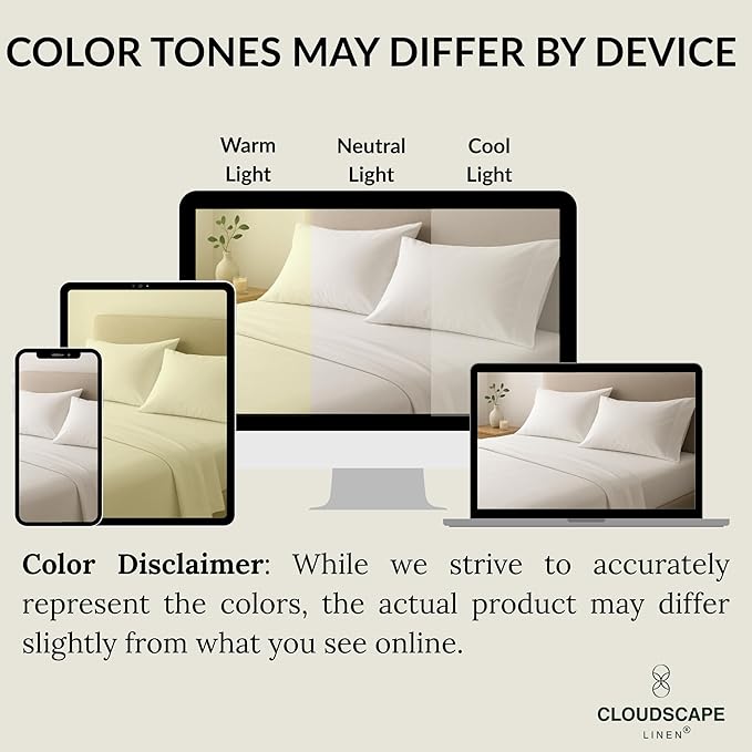 Cloud Scape Linen 100% Egyptian Cotton Sheets Twin XL Size, 3 Pieces Luxury Bedding Set, 400 Thread Count,Hotel Quality, Silky Soft, Breathable and Durable, Deep Pockets up to 15, White