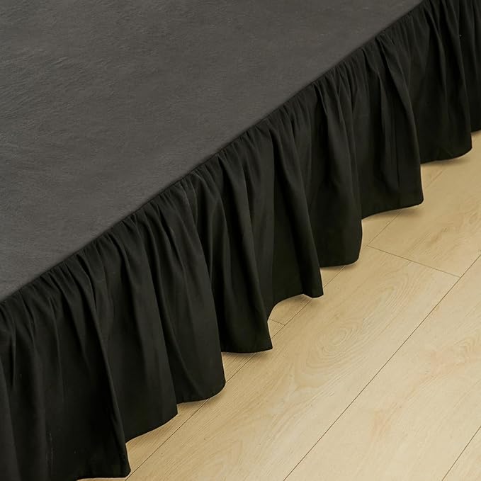Bed Skirt Queen Size Ruffled Bed Skirt with Split Corners, Queen Bed Skirts 14 Inch Drop with Platform, Black, 14'' Queen
