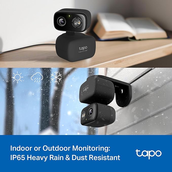 Tapo 2K Indoor/Outdoor Pan/Tilt Wired Security Camera - Baby Monitoring, Person & Baby Cry Detection, 360° Motion Tracking, Night Vision, No-Subscription Local Storage or Optional Cloud, C217 (2-Pack)