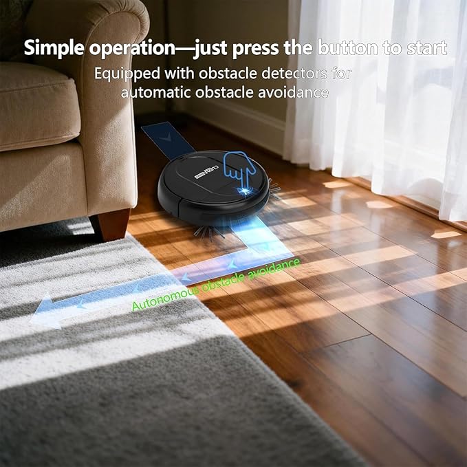 3-in-1 Robot Vacuum & Mop for Pet Hair | Powerful 4500Pa Suction, Tangle-Free, 120 Min Runtime, Ultra-Thin & Quiet, Smart Mapping, Ideal for Hard Floors & Large Homes (Black)