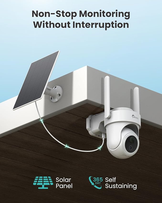 CAMSTRO 4K Security Cameras Wireless Outdoor No Subscription, 360° PTZ Home Security Cameras System, 64G Local Storage Home Hub, Human/Vehicle/Pet Recognition AI, Color Night Vision, 2 Cam-Kit