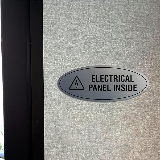 Signs ByLITA Oval Electrical Panel Inside Sign (Black Gold) - Medium 2 Pack