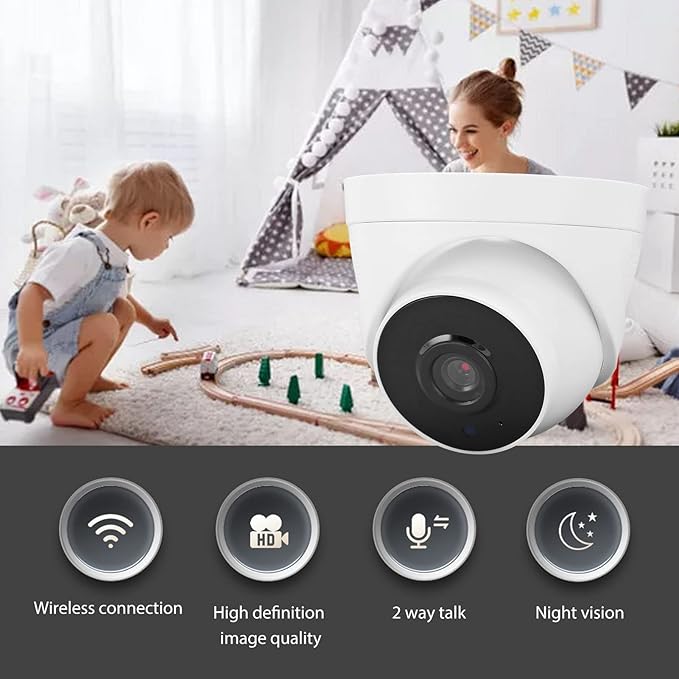 Pongnas Home Security Camera, 1080P HD 2MP Indoor WiFi Wireless Surveillance Camera with Night and 2 Way Audio