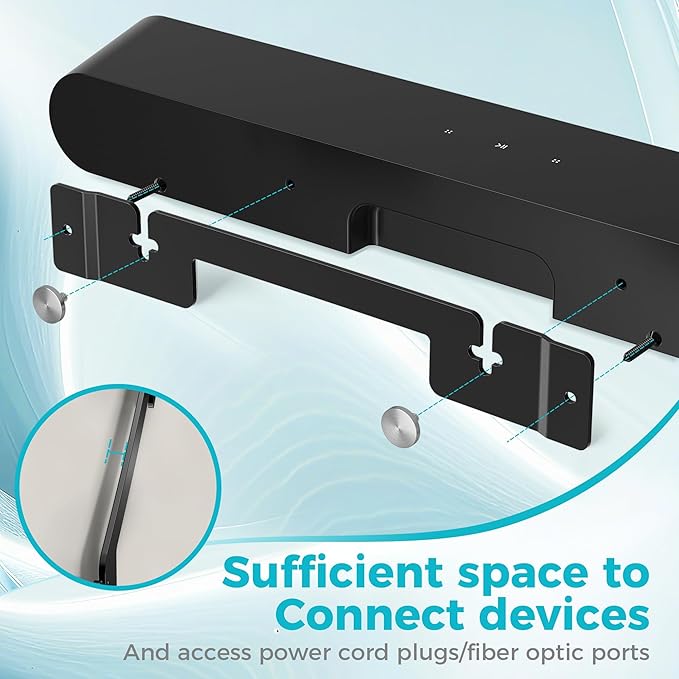 HEIWUKONG Ray Mount Compatible with Sonos Ray Wall Mount, Heavy Duty Rays TV Mount, Hidden Floating Design Soundbar Wall Bracket for Under/Above TV, Black