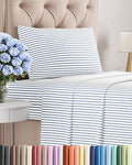 Twin Size 3 Piece Sheet Set - Comfy Breathable & Cooling Bed Sheets Set - Hotel Luxury Bedding for Women, Men, Kids, Teens, Boys & Girls - Deep Pockets, Soft, Wrinkle Free - Oeko-Tex - Blue Stripes 2