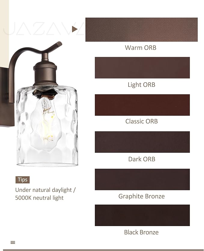 Bathroom Vanity Light Fixtures 4-Light Hammered Glass Modern Wall Mounted Over Mirror Oil Rubbed Bronze - VL01ORBH-4