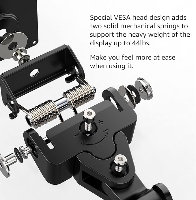 BEWISER Heavy Duty Monitor Arm Wall Mount for 34-57 Ultrawide Screen,Weight Capacity up to 44lbs,Ultrawide Monitor Arm Wall Mount,Black