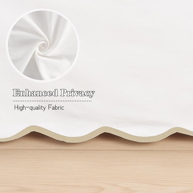 HIG Queen Bed Skirt - Easy Fit Scallop Edge Pleated Bedskirts With Spilt Coner, 12 Inch Drop Anti-Slip Dust Ruffle, Thick Fabric for Enhanced Privacy, Pre-Washed for Long-Lasting Use, Machine Washable