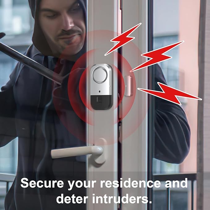 ANKOSHUN Door Window Alarm Sensors - Door Alarms for Kids Safety, Door Alarms for Home Security, for Home, Office, Store, Garage, Dorm Room, Apartment, RV, Silver Gray, 6 Pack