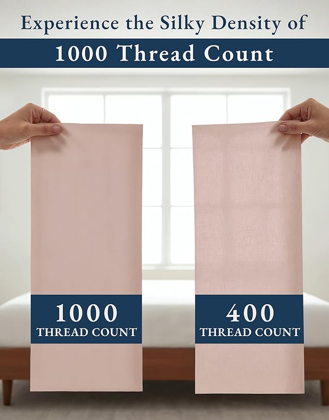 100% Egyptian Cotton King Bed Sheets – Premium 1000 Thread Count Silky Sateen Sheet for All Season Comfort, 15" Deep Pocket King Sheets Set, OEKO-TEX Certified, Durable & Machine Washable - Sepia Rose
