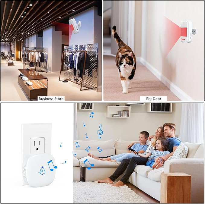 Motion Sensor Door Chime, METAK Wireless Motion Detector Alarm Indoor for Business When Entering/Home Doorway/Store Entrance/Garage Security, Pet/Elderly/Dementia Monitoring Buzzer,PIR Door Entry Bell
