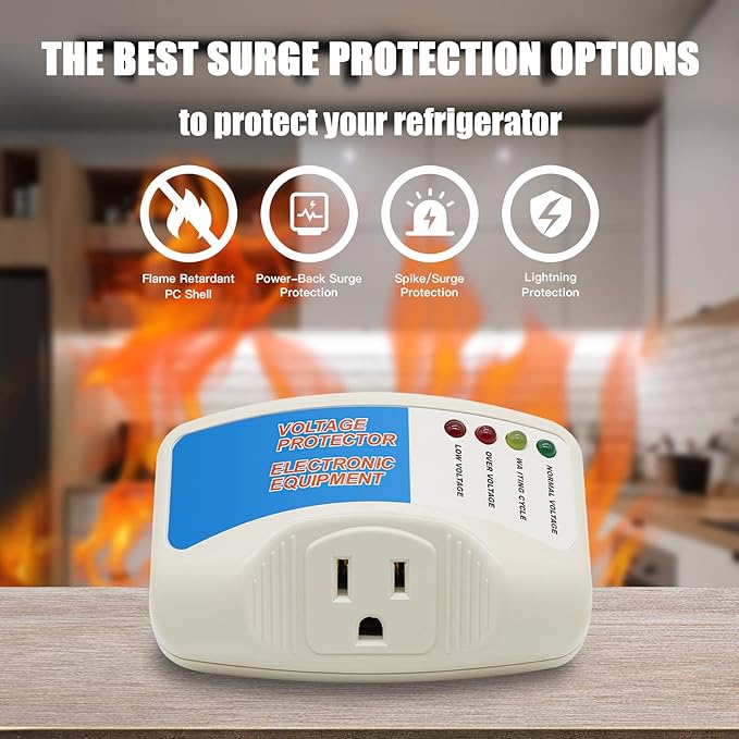 BSEED Surge Protector Home Appliance,Single Outlet Power Voltage Protector,Voltage Brownout Outlet Surge Refrigerator 1440 Watts,Voltage Brownout Plug Outlet, 1875W, 120V, 15A(2 Pack)