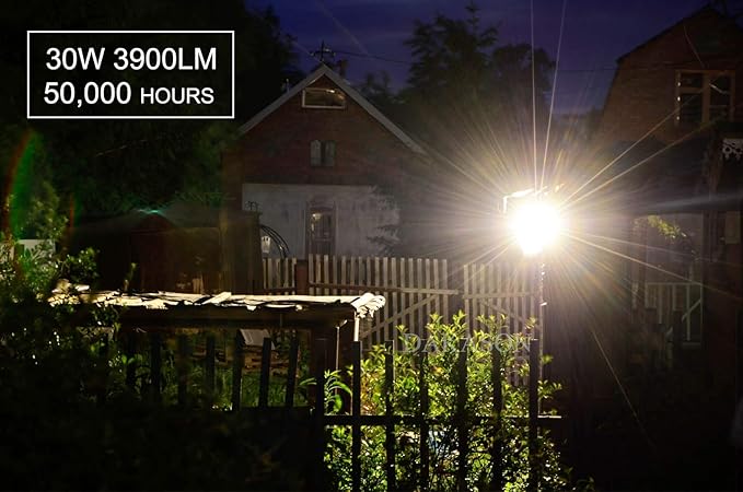 Dakason 30W LED Flood Light Outdoor, Dusk-to-Dawn Photocell 180° Adjustable Knuckle, 3600LM 5000K Replaces 100W HPS/MH, IP65 Waterproof Outdoor Security Lighting Fixture ETL Listed, 2 Pack