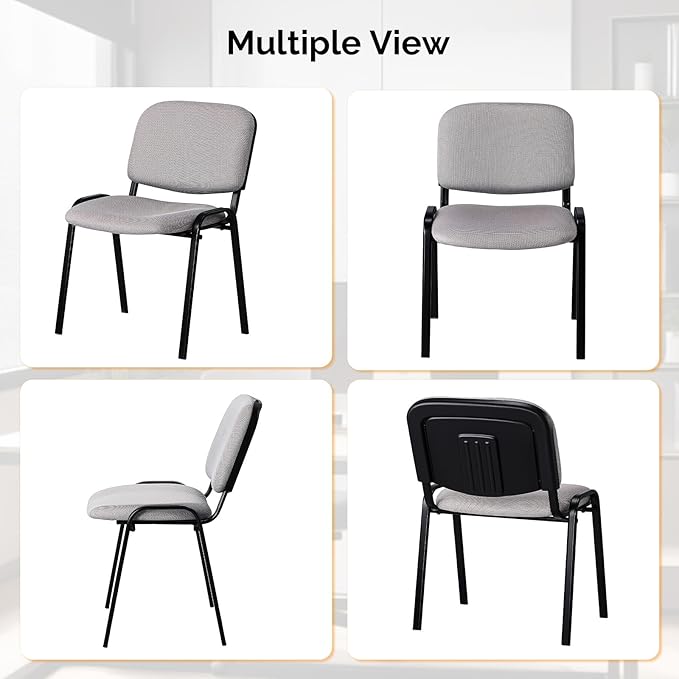 VINGLI Waiting Room Stacking Chairs, 5-Pack Mesh Church Conference Stackable Chair Set, for Office Guest & Reception Meeting Rooms, Lobby, Simple&Space-Saving, Mesh-Grey