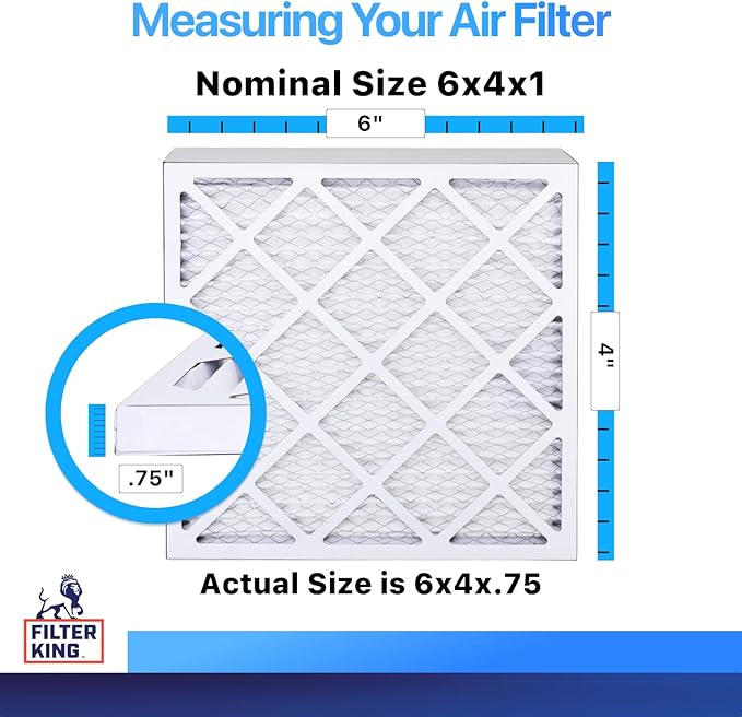 Filter King 6x4x1 Air Filter | 4-PACK | MERV 8 HVAC Pleated A/C Furnace Filters | MADE IN USA | Actual Size: 6 x 4 x .75"