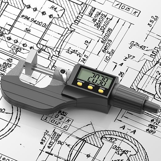 HDLKNAK Digital Outside Micrometer (0-1”/25mm), 0.00005"/0.001mm Precision, Inch/Metric Dual Reading, Machinist Thickness Gauge with Large LCD.