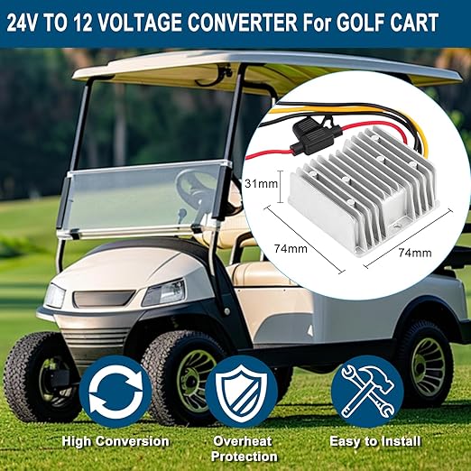DC Voltage Reducer DC 24V Step Down to 12V 20A 240W Voltage Regulator Power Converter Waterproof Module Transformer for Golf Cart Club Car Truck