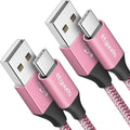 etguuds USB A to USB C Cable 6ft, 2-Pack, 3A Fast Charging Type C Charger Cord for iPhone 17 16 15 Pro Max 16e 17 Air, Samsung Galaxy S25 S24 S23 S22 S21 S20 A17 A16 A56 A55 Flip Fold, Pink