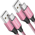 etguuds USB A to USB C Cable 6.6ft, 2-Pack, 3A Fast Charging Type C Charger Cord for iPhone 17 16 15 Pro Max 16e 17 Air, Samsung Galaxy S25 S24 S23 S22 S21 S20 A17 A16 A56 A55 Flip Fold, Pink