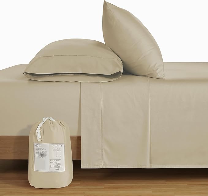 LANE LINEN Queen Size Bedding Set – 100% Cotton Queen Size Bed Set with 600 Thread Count, Soft & Cooling Fabric, Value Bedding for Daily Use, Hotel Sateen Finish, 15" Deep Pocket – Linen