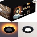CycevSun 3 Inch Black Recessed Lights with Night Light, Dimmable & 5CCT Selectable Canless Downlight Wafer Outdoor Soffit, 6W, ETL, IC Rated, 12 Pack