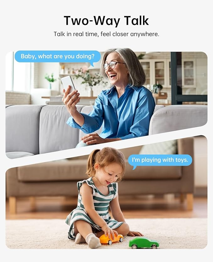 CYVIO 5MP Indoor Security Camera, 3K Pan-Tilt WiFi Surveillance Camera with AI Motion Detection, Human Tracking, Color Night Vision, 2-Way Audio, Bluetooth Setup, No Subscription, for Baby/Pet/Home