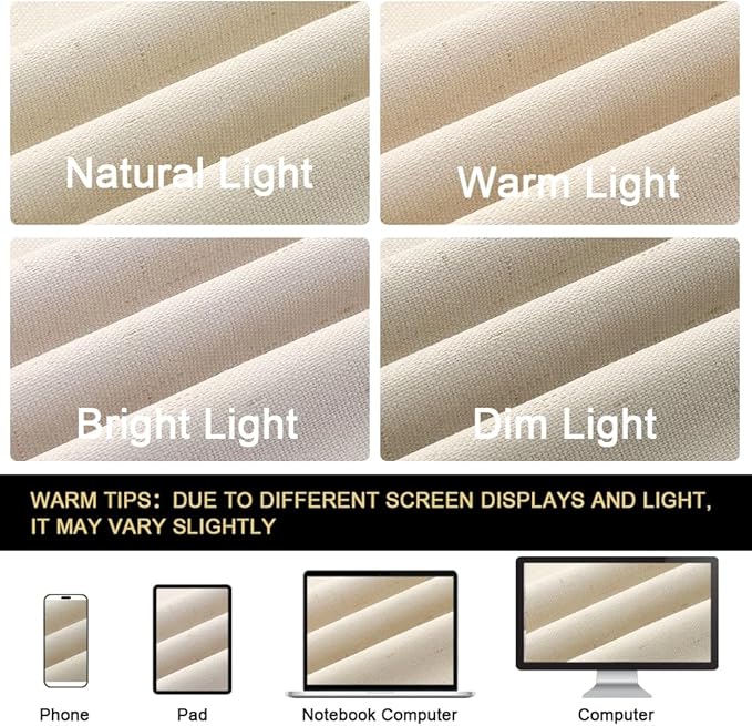 PrinceDeco 100% Blackout Curtains 96 Inches Long 2 Panels Sets Linen Black Out Curtains for Bedroom Thermal Curtains Room Darkening with White Liner Backing for Nursery Decor,52X96 Inch,Bleached Sand