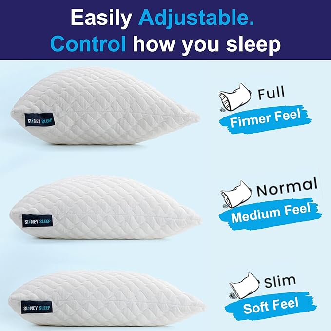 Sidney Sleep Pillow for Side and Back Sleepers - Comfort for Neck and Shoulder Pain - Adjustable and Customizable Shredded Memory Foam Filling - Queen Size - Additional Foam Fill Included (Magenta)