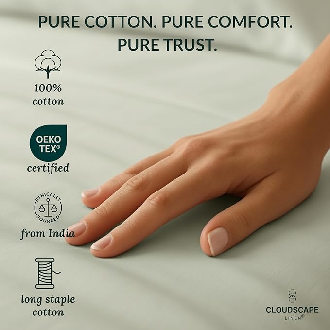 Cloud Scape Linen 100% Egyptian Cotton California King Sheet Set, 400 Thread Count,4 Pieces Luxury Bedding Set, Hotel Quality, Silky Soft, Breathable and Durable, Deep Pockets up to 17, Mineral