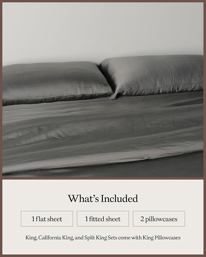 Cozy Earth Luxury Bed Sheet Set - 100% Viscose from Bamboo Fabric, Ultra-Soft & Breathable, Fits Regular & Deep Pocket Mattresses up to 20" - 4 Pieces King Sheet Set Charcoal Grey