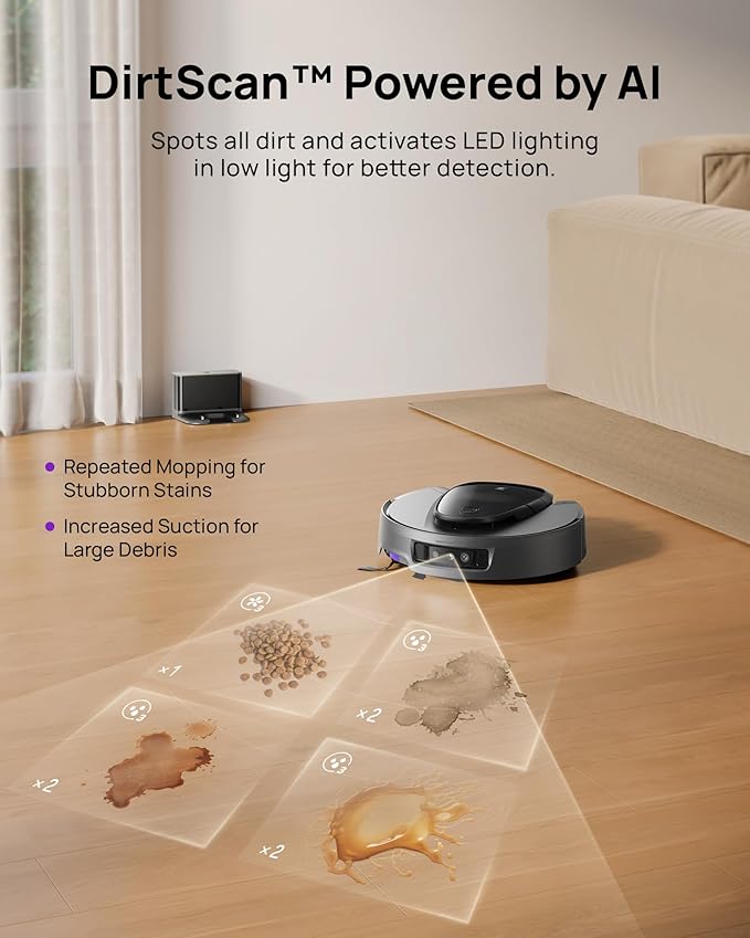 3i G10+ Robot Vacuum and Mop Combo, 18,000 Pa Suction, 60-Day Hands-Free Cleaning with Quiet Debris Compression, Smart LiDAR Navigation, Auto Extension Along Edges, Ideal for Hard Floors & Carpets