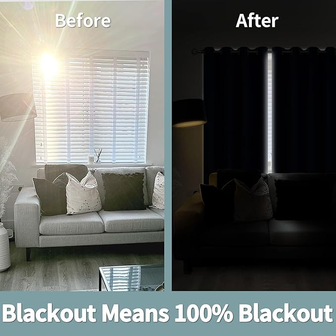BGment Navy Blue Blackout Curtains 45 Inch Length - Boys Curtains for Bedroom Thermal Insulated Grommet Drapes for Small Window, 2 Panels, Each 42 Inch Wide