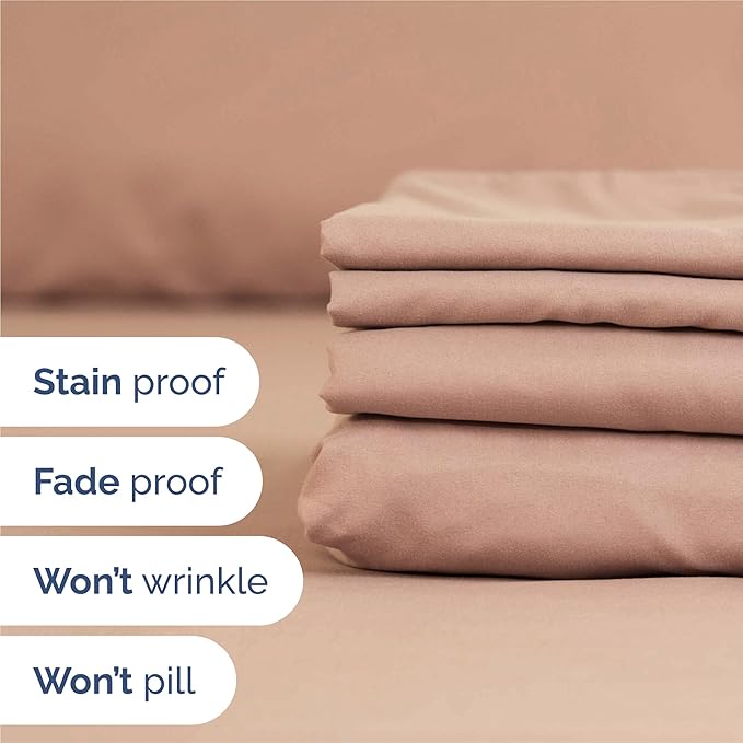 Split King 7 Piece Sheet Set - Cooling & Breathable - Hotel Luxury Bedding - Includes Fitted Sheets for Women, Men, Kids and Teens - 1 Flat, 2 Fitted Sheets, 4 Pillowcases with Deep Pockets - Mauve