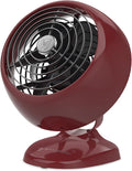 Vornado VFAN™ Mini Fan, Classic Vintage Fan, Retro Metal Air Circulator, For Desk & Bedside, 2 Speeds, Adjustable Tilt, Personal Cooling with Targeted Airflow, Quiet, Claret