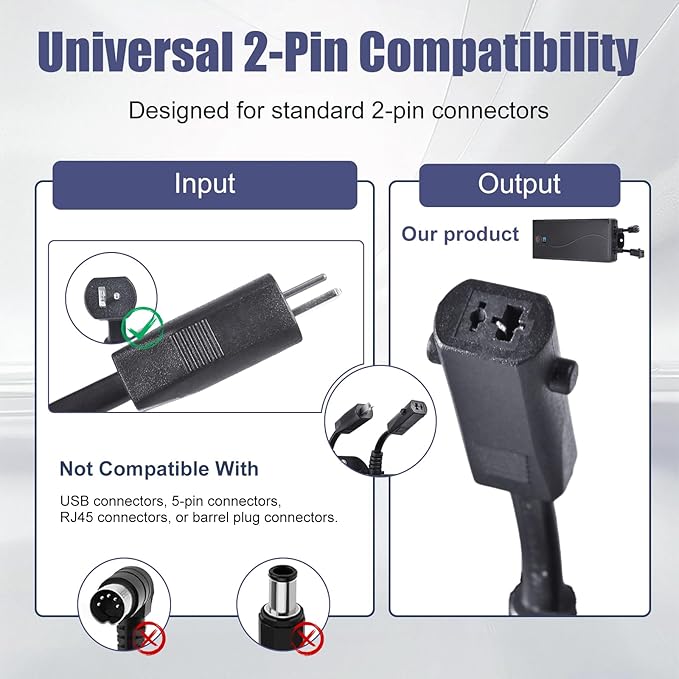 EAJION Universal Battery Pack for Reclining Furniture, 2500mAh Rechargeable Wireless Power Supply Fits Furniture with 2-Pin Connection, Batteries for Electric Sofas, Recliner, Couch, Lift Chairs
