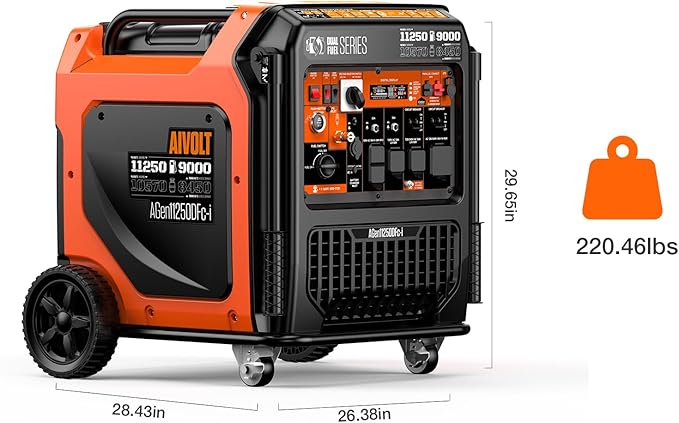 AIVOLT 11250 Wattages Super Quiet Gas Propane Powered Outdoor Generator for Home Back Up Food Truck, 50 State Approved