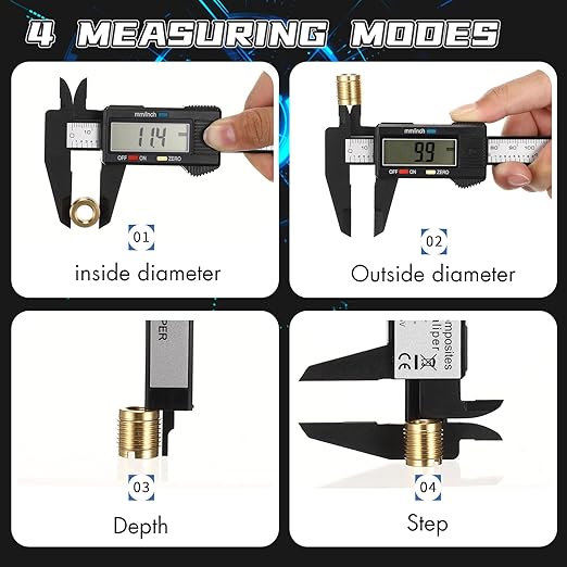 Simhevn Electronic Digital Caliper and Measuring Tape,6 Inch/150mm Digital Micrometer with Large LCD Screen, Easy Switch from Inch/mm，60 Inch/150cm Measuring Tape for All-Purpose Household