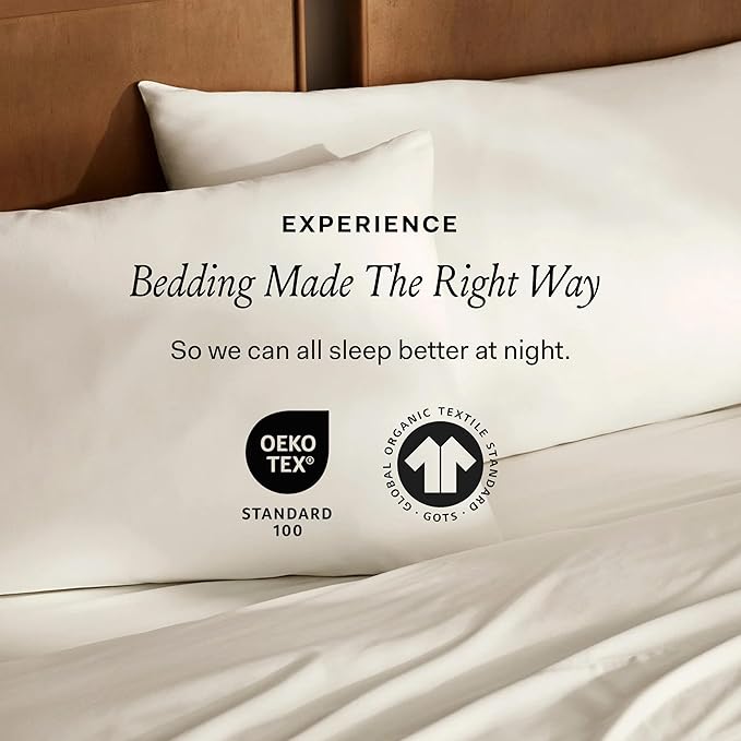 BOLL & BRANCH Signature Hemmed Sheet Set - Queen, Stone - Luxury 100% Organic Cotton - Includes 1 Flat, 1 Fitted, 2 Pillowcases - Buttery Soft