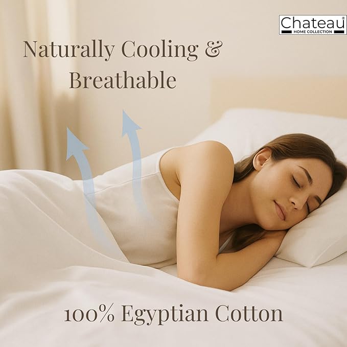 CHATEAU HOME COLLECTION 100% Egyptian Cotton Bed Sheets Twin, 3 Piece 400 Thread Count twinSheet Set Fits Upto 17", Soft & Comfy Sateen Weave, Machine Washable Luxury Bedding- Semolina