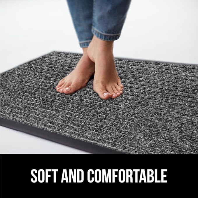 GORILLA GRIP Waterproof Traffic Guard Door Mat, 60x36, Heavy Duty Entryway Mats, Strong Rubber Back Commercial Utility Rugs for Office Hallway, Garage Floor and Home, Low Profile Carpet, Light Gray