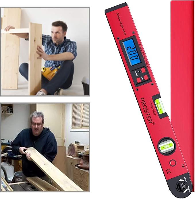 Proster Digital Angle Finder Gauge - 0~225° Angle Gauge LCD Digital Protractor Spirit Level Meter for Carpenter Woodworking Home Decoration