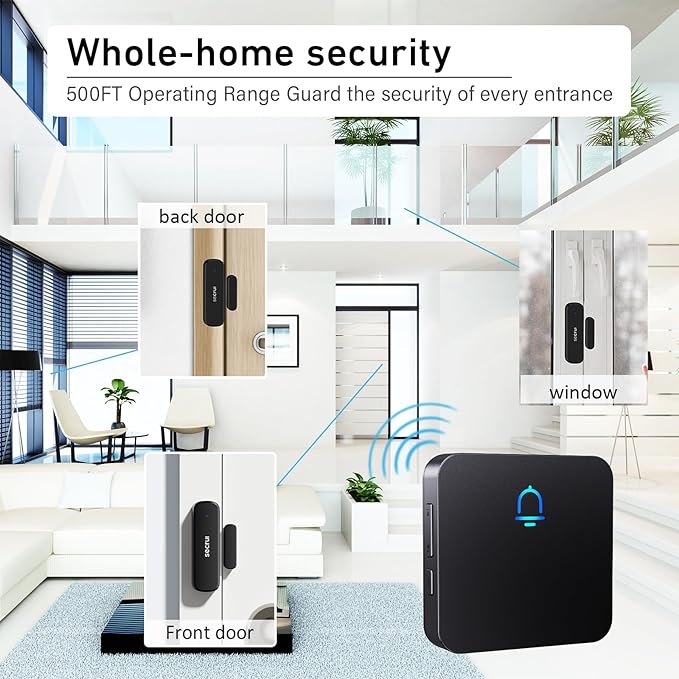 SECRUI Wireless Door Chimes When Door Open Entry for Business/Home/Office/Store Door Ringer Alert Buzzer Alarm with - 1 Receiver 3 sensors