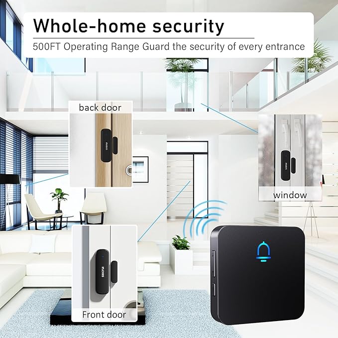 Wireless Door Chimes When Door Open Entry for Business/Home/Office/Store (500ft Range 32 Chimes Adjustable Volume) Door Ringer Alert Buzzer Sensor Alarm
