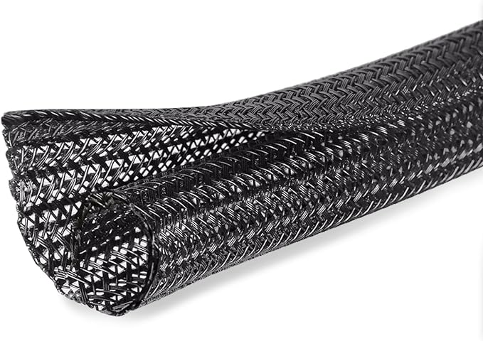 Moxita 25ft - 1/4 inch Cord Protector Cable Sleeve Split Wire Loom Tubing for Power Cord Audio USB Cable, Cord Sleeve Cable Management for TV Computer, Cord Protectors from Pets Chewing, Black