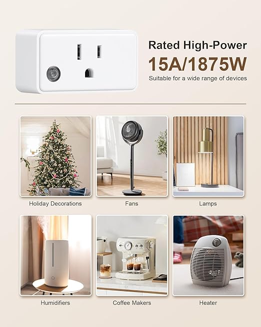 TREEWELL Remote Control Outlet, 200FT Long Range Wireless Light Switch, Mini Remote Outlet Plug, 15A/1875W High-Power for Lamps, Lights, Household Appliances, FCC & ETL Listed (5 Outlets + 2 Remotes)