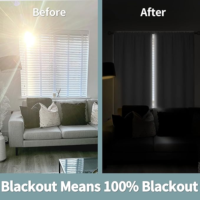 BGment White Blackout Curtains for Bedroom 63 Inch Length 2 Panels Set, Full Room Darkening Thermal Insulated Soundproof Window Curtain Drapes with Rod Pocket, Each Panel 38 Inch Wide, Pure White