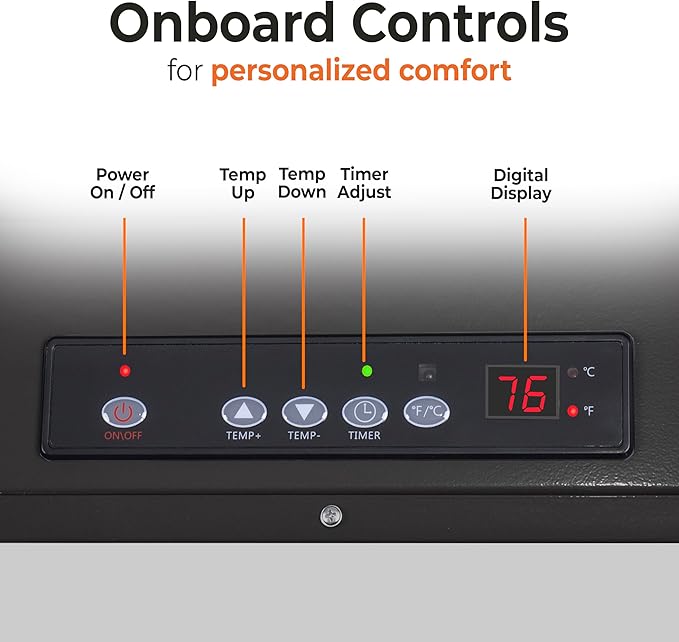 Comfort Zone 10,000W Hard-Wired Garage Heater – Industrial & Commercial Ceiling Mount, 240V Fan-Forced Heater with Remote, Digital Thermostat, Timer, 2 Heat Settings, Overheat Protection, Grey
