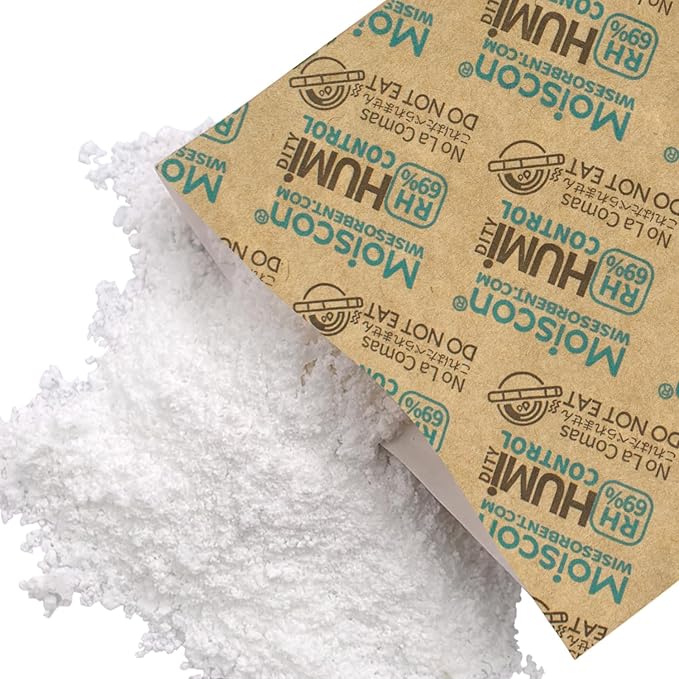 Wisesorb 60 Gram 5 Pack 69% Two-Way Humidity Control Packs, Size 60 for Plastic Travel Case & Zip Lock Bags & Wood Containers, 69 Humidity Pack Humidifier Moisture Control Packets Individually Wrapped
